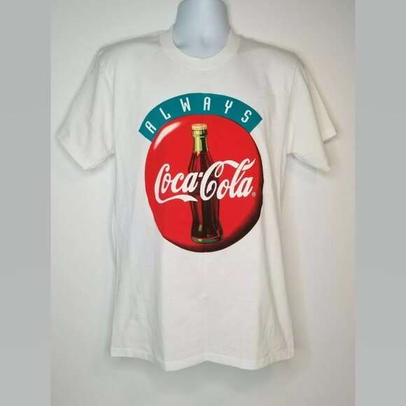 Vintage Always Coca Cola 90s Single Stitch T-Shirt Large White Coke Oneita Power